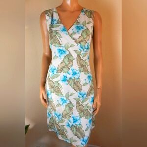 Tommy Bahama Vintage Silk Hawaiian Sleeveless Dress - Blue and Green